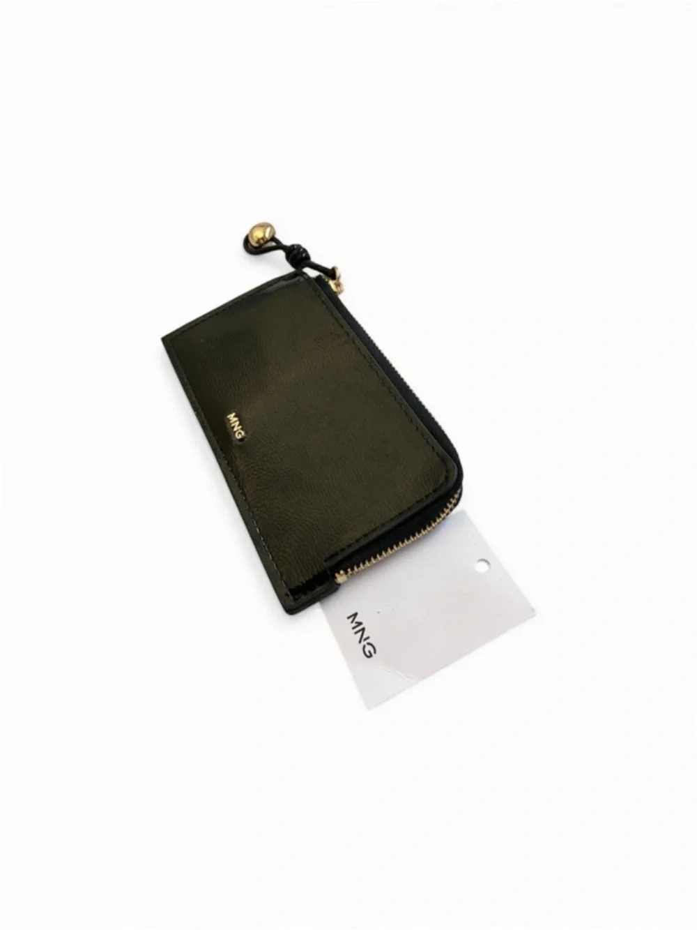 Mango Black Patent Trim Zip Wallet with Gold Accent ✨